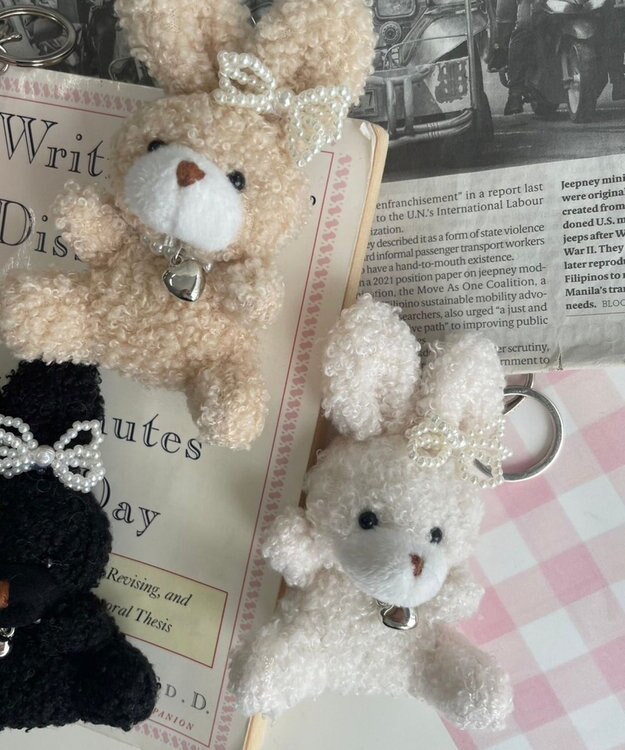 WEGO もこもこファンシーうさぎぬいぐるみキーホルダー ベージュ