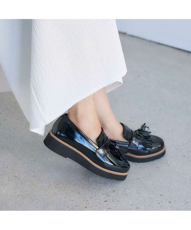 MODE ET JACOMO <carino>【レイン対応】【2WAY】厚底タッセルローファー ブラック