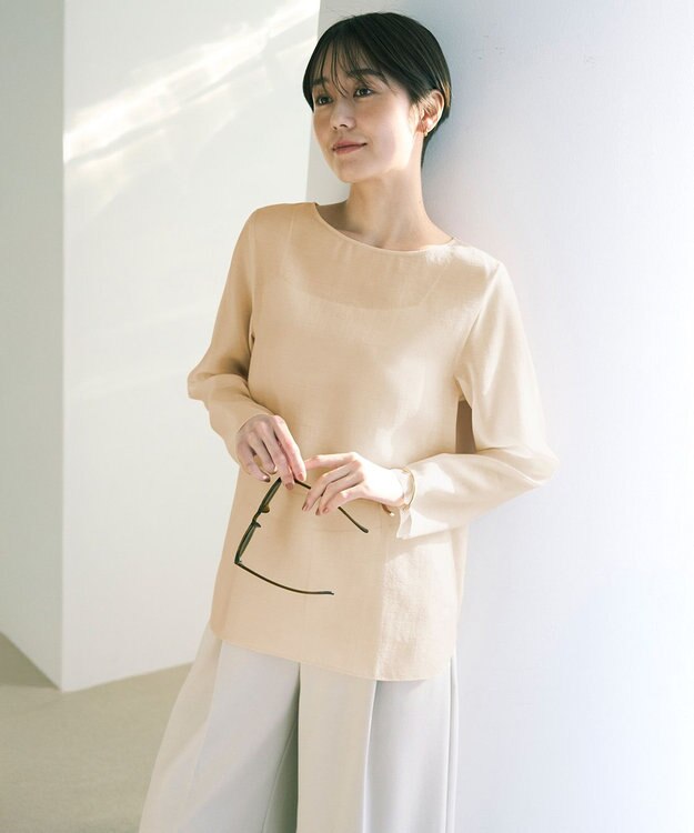 UNFILO シアー ラウンドテールブラウス ライトイエロー