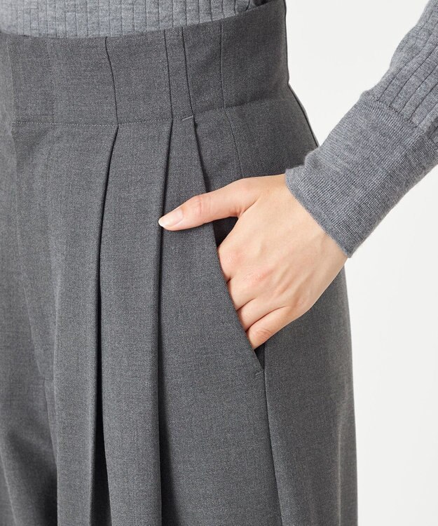 NAVE 【Nave・洗える】2WAYツイル ワイドパンツ ライトグレー系