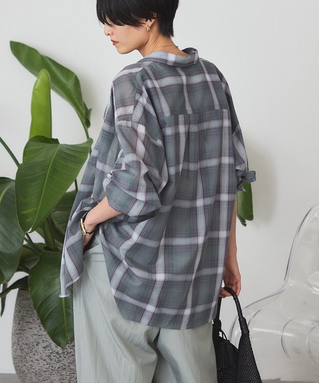 AMERICAN HOLIC 【3WAY】シアーチェックシャツ Green
