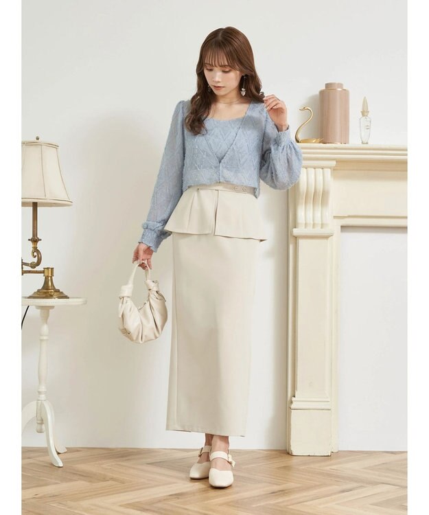 earth music&ecology ＳＥＴ２点カットジャカードカーディガン＋ビスチェ Sax