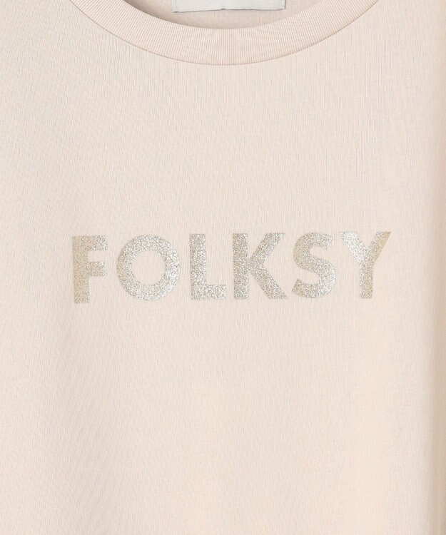 ANY グリッタープリントロゴＴシャツ ベージュ