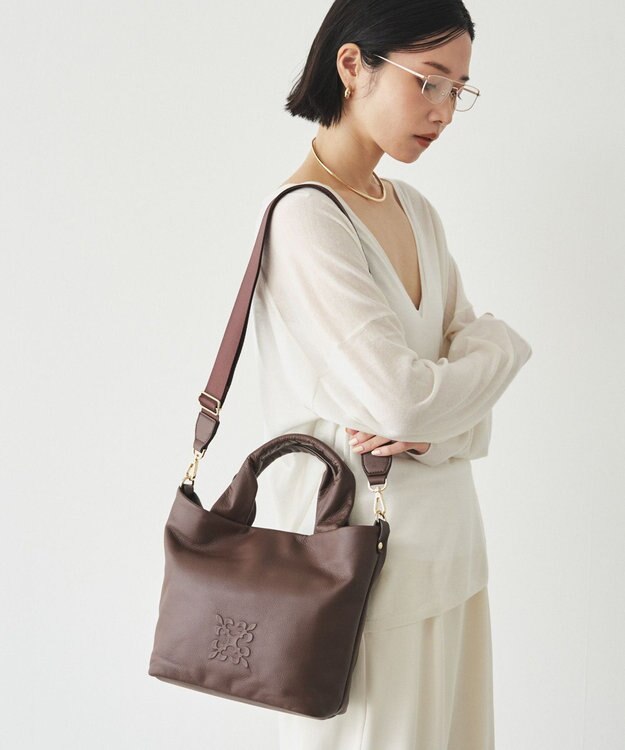 russet 《Souffle TOTE》レザー2WAYトートバッグ（SF-288） D.Brown