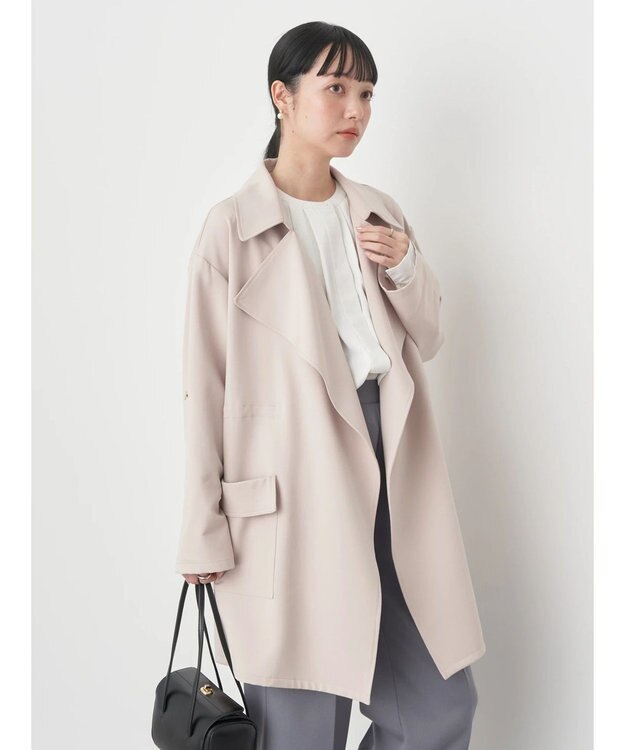 earth music&ecology ニュアンスビッグカラーコート Beige