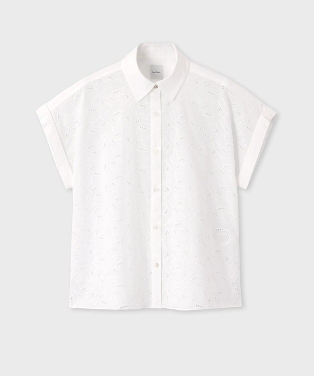 Paul Smith 【洗える】コットンレース 半袖シャツ ホワイト