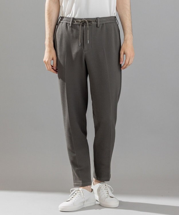 JOSEPH HOMME 新型【オリジナル素材/シワになりにくい/ウエストゴム仕様】ライトタックジャージー ドロスト付テーパードパンツ / PEGG CONVERTIBLE ダークグリーン系