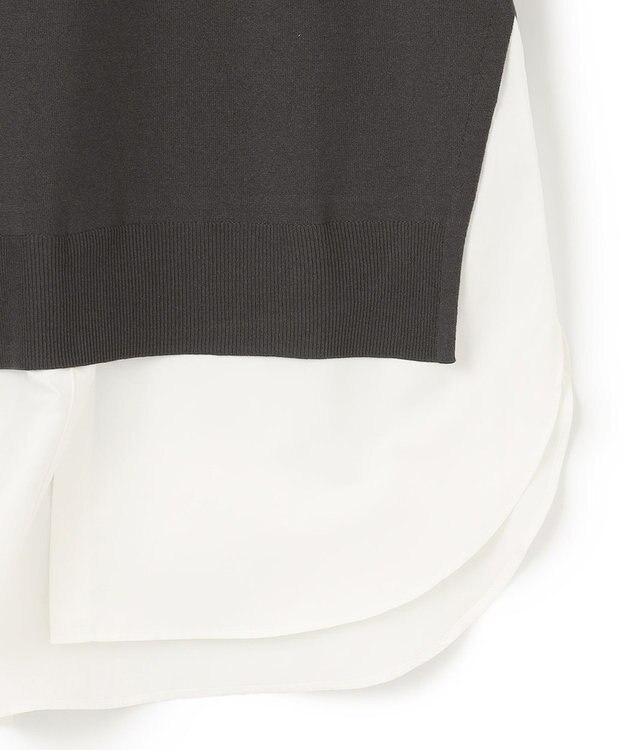 ICB 【洗える】 クロスコンビ ニットプルオーバー チャコール系