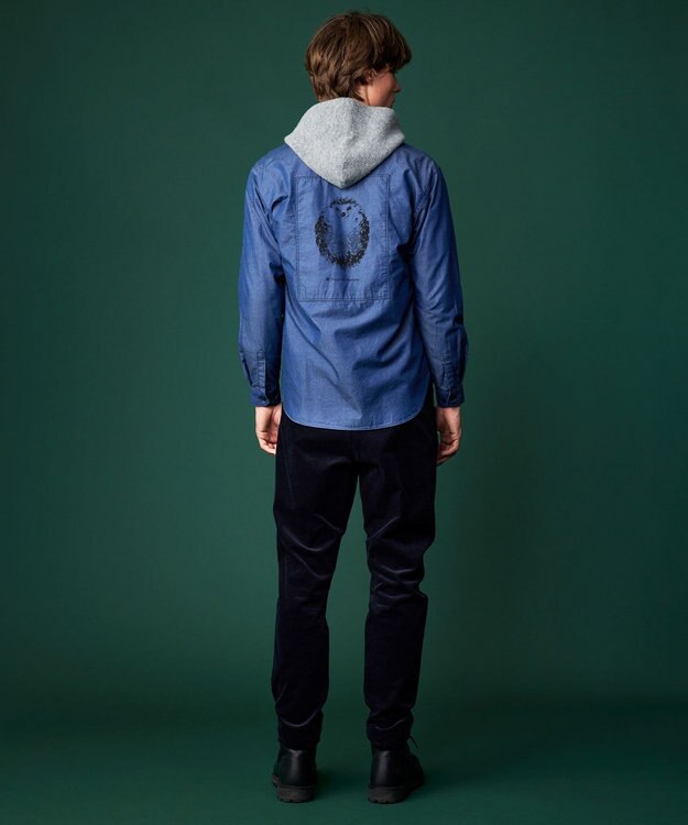 JOSEPH ABBOUD MOUNTAIN 【テーム・ヤルヴィコラボ・サスティナブル】コットンテンセルツイルバックプリント シャツ ネイビー系