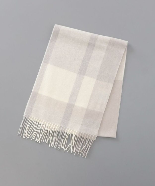 AURORA 【 LANVIN en Bleu （ランバン オン ブルー）】カシミヤチェックマフラー ライトグレー