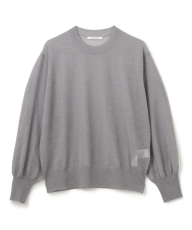 BEIGE， 【洗える】CADDO / シアーウールクルーネックトップス Md.Gray