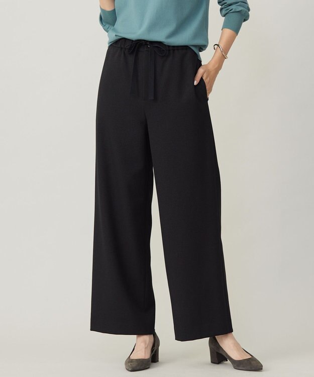 J.PRESS LADIES 【洗える】ツムギート flannel ワイド パンツ ブラック系