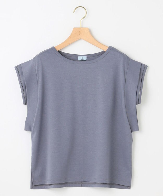 組曲 S ハシゴレースフレンチスリーブ カットソー チャコールグレー系