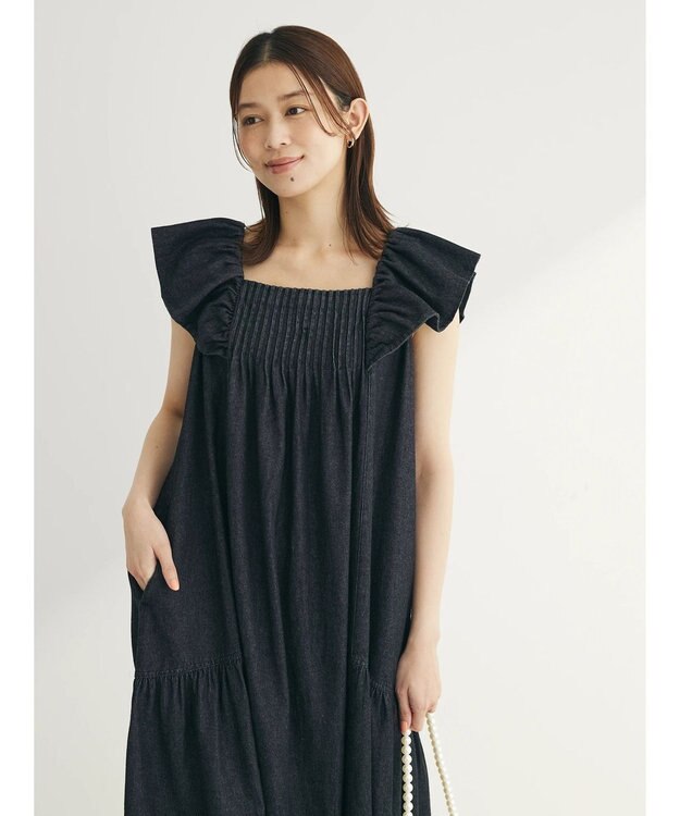 Green Parks ■ＥＳＣＡＲ　デニムピンタックワンピース Black