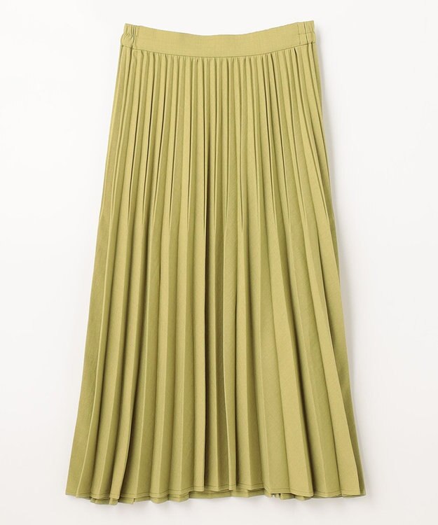 ANY 【ウエストゴム】リネンライクエアーヴィンテージ プリーツスカート イエローグリーン