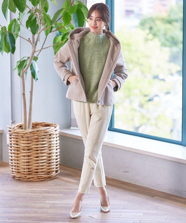 Tiaclasse 【安田美沙子さん着用・洗える】T/R両面起毛ストレッチパンツ オフホワイト