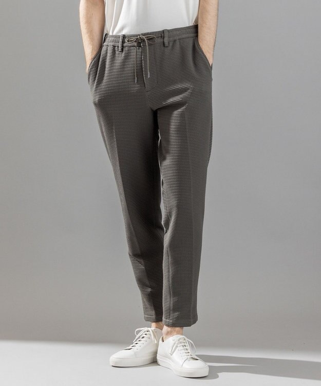 JOSEPH HOMME 新型【オリジナル素材/シワになりにくい/ウエストゴム仕様】ライトタックジャージー ドロスト付テーパードパンツ / PEGG CONVERTIBLE ダークグリーン系