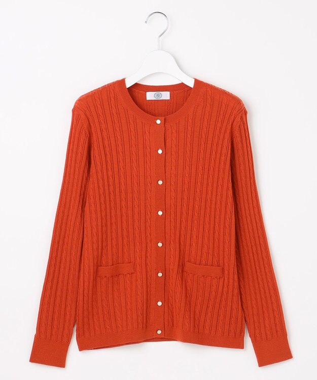 J.PRESS LADIES KNIT BASIC クルーネック カーディガン オレンジ系