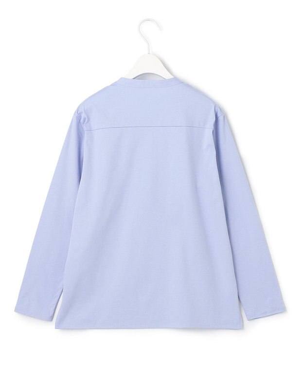 ICB L 【洗える】 コンパクトスムース バンドカラーカットソー サックスブルー系