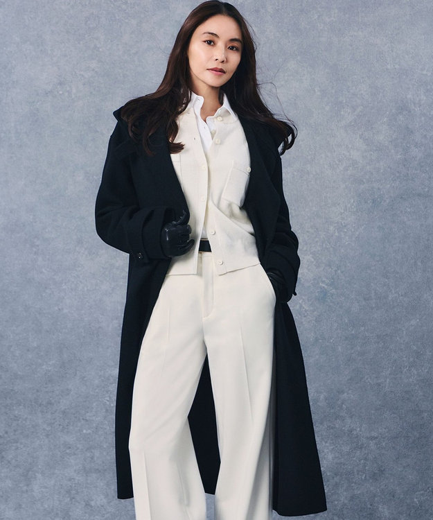 23区 S 【滝沢眞規子さん着用/VERY掲載】MANTECOPureリバー フード ロングコート ブラック系