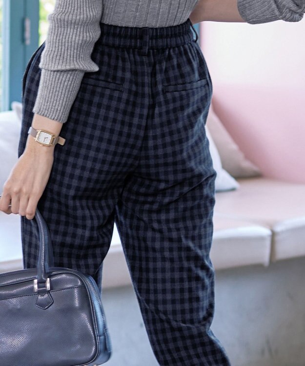 Tiaclasse 【安田美沙子さん着用・洗える】T/R両面起毛ストレッチパンツ ネイビーチェック