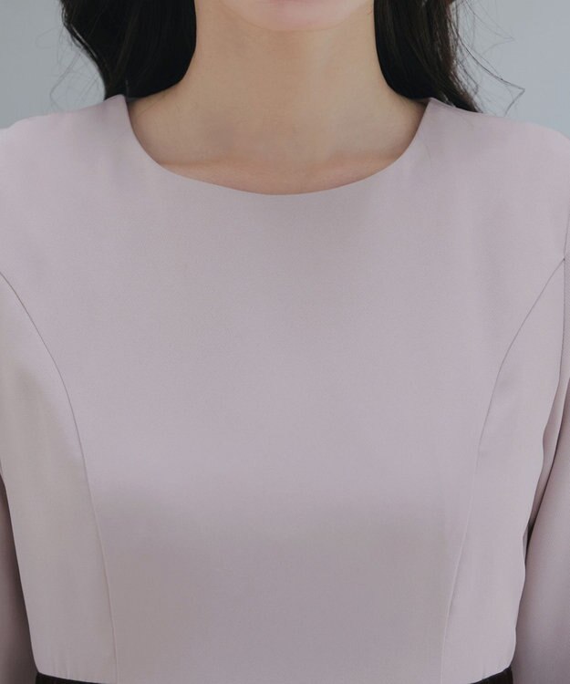 Tiaclasse 【安田美沙子さん着用・新色追加・洗える】ベロアラインフレアワンピース ラベンダーグレー