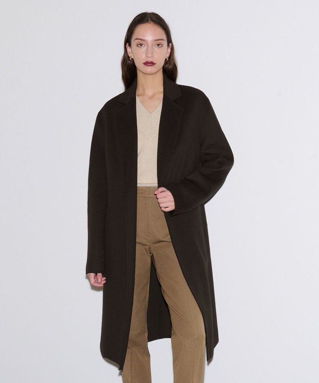 JOSEPH ダブルフェイスカシミヤ　ラップロングコート Black