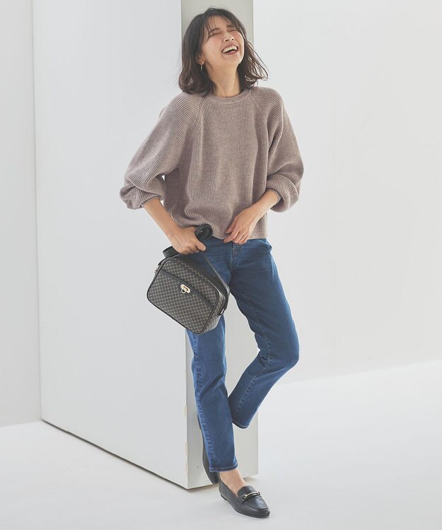 ANY 【洗濯機可】ウールブレンドクロップドニット モカ