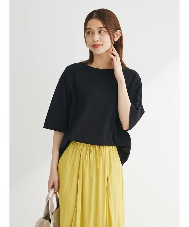 Green Parks 洗える　ニットＴシャツ Black