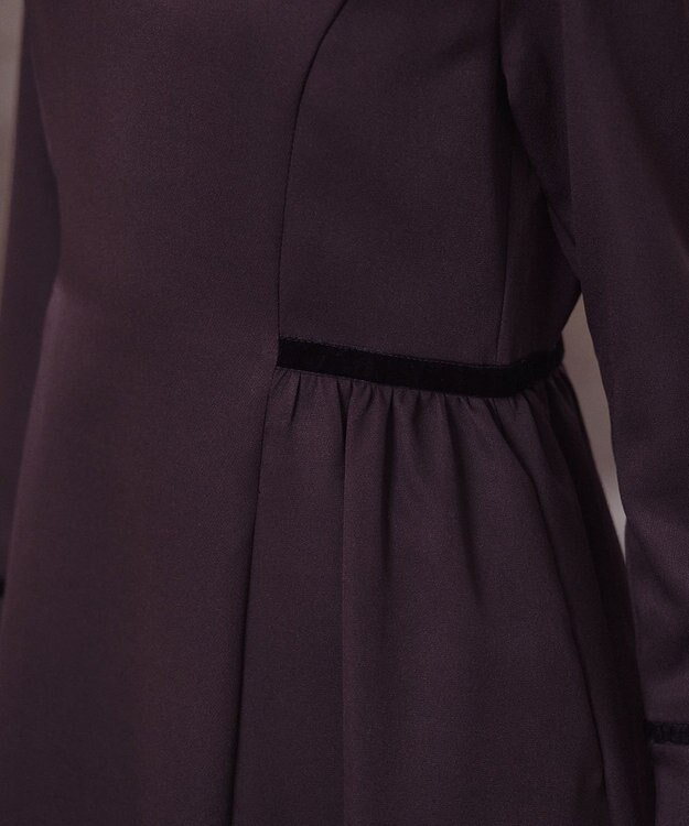 Tiaclasse 【安田美沙子さん着用・新色追加・洗える】ベロアラインフレアワンピース ボルドー