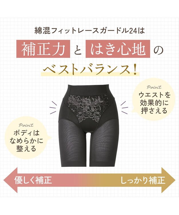 BRADELIS New York 【BRADELIS NewYork peace】綿混フィットレースガードル24 ブラデリス  1枚履きできるガードルショーツ ブラック