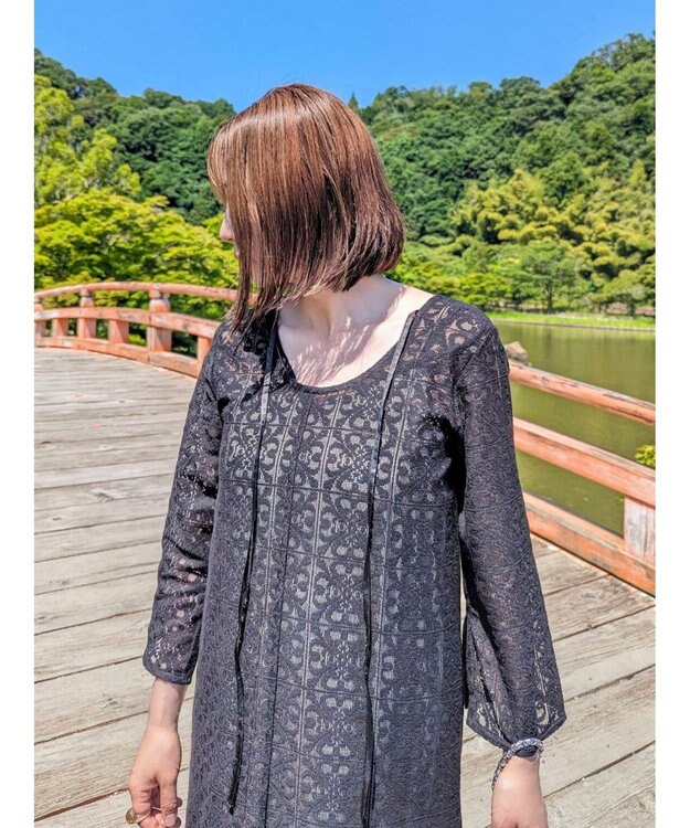 Green Parks AnriettMusee レースロングワンピース Black