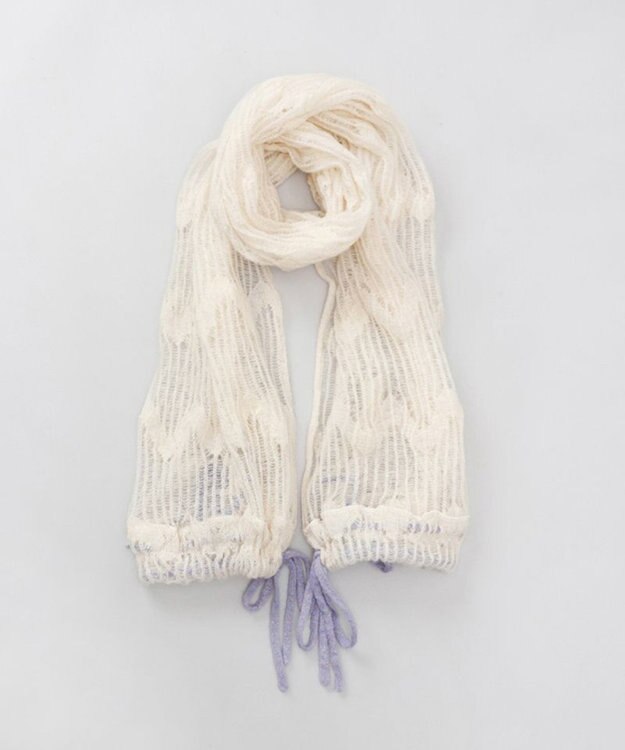 AURORA 【 ANNA SUI（アナ スイ）】リボン付きセミストール(WASH) オフホワイト