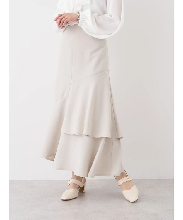 earth music&ecology アシンメトリーイレヘムスカート Beige