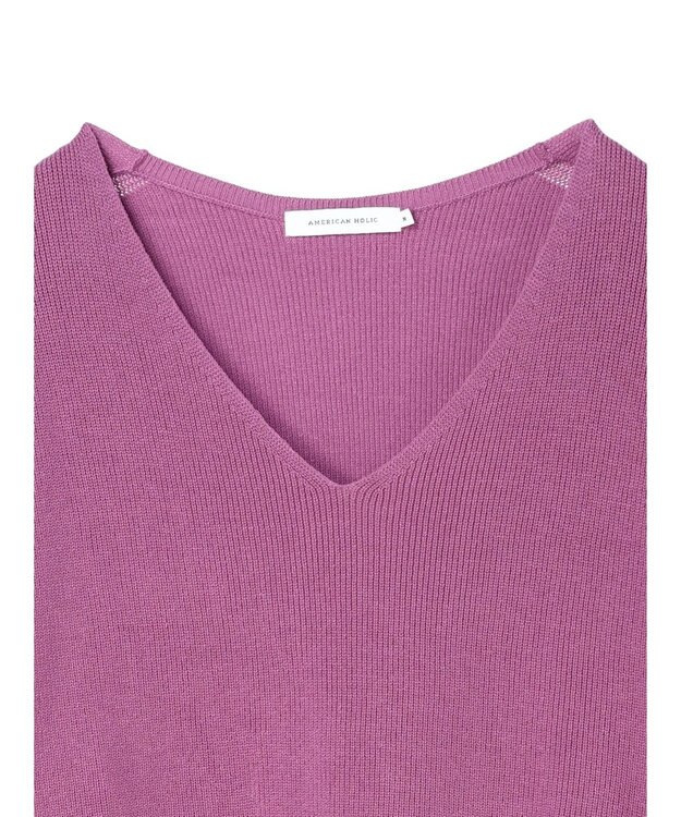 AMERICAN HOLIC Ｖネック片畦ニットプルオーバー Pink