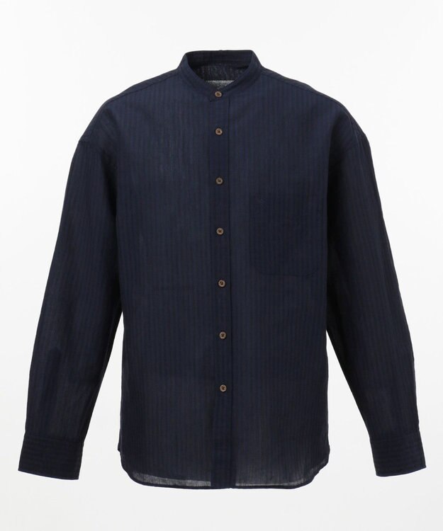 JOSEPH ABBOUD MOUNTAIN 【SPACE】エアリノバンドカラー シャツ ネイビー系1