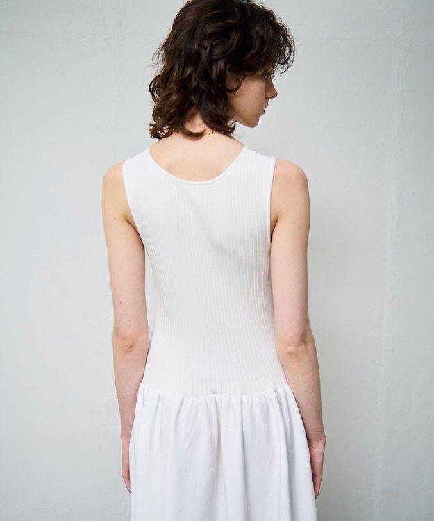 GRACE CONTINENTAL アメスリニットギャザーワンピース ホワイト