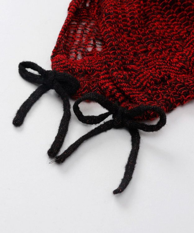 AURORA 【 ANNA SUI（アナ スイ）】リボン付きセミストール(WASH) レッド