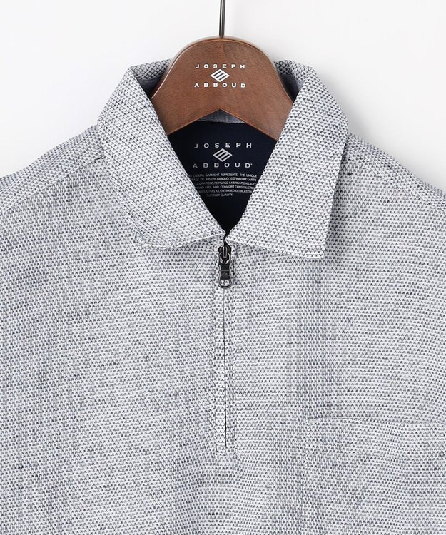 JOSEPH ABBOUD  【フランス産リネン×日本の技術・清涼感】ノルマンディリネントップジャージ ジップ ポロシャツ ブルー系