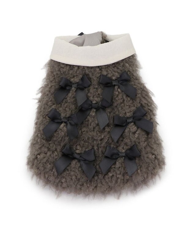 PET PARADISE cherircouture メニーリボンファーベスト 《グレー》 小型犬 グレー