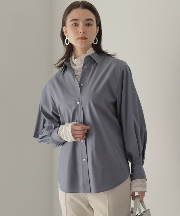 組曲 S エアリーシャーティング オーバーシャツ ユーズドブルー系