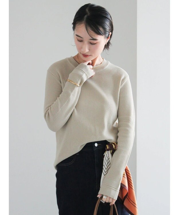 Te chichi チャーム付きワッフルニットプルオーバー ベージュ