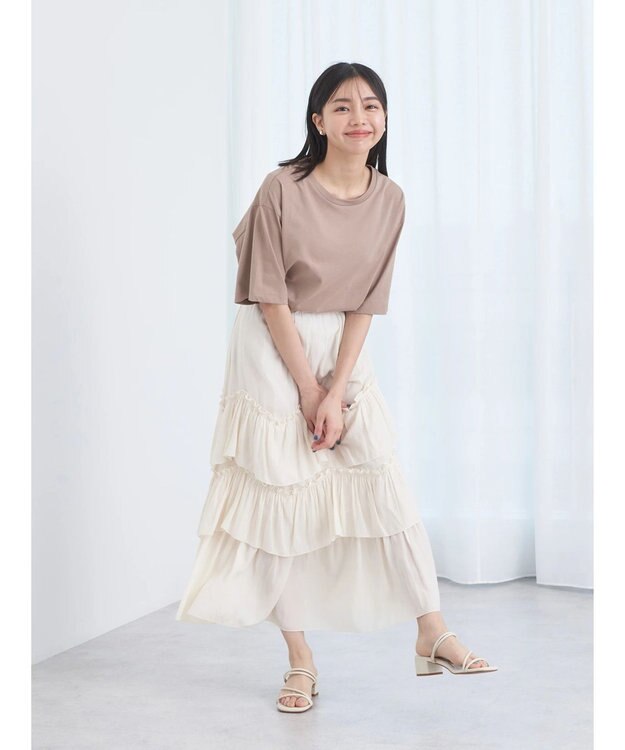 earth music&ecology ＢＯＸ　Ｔシャツ Beige