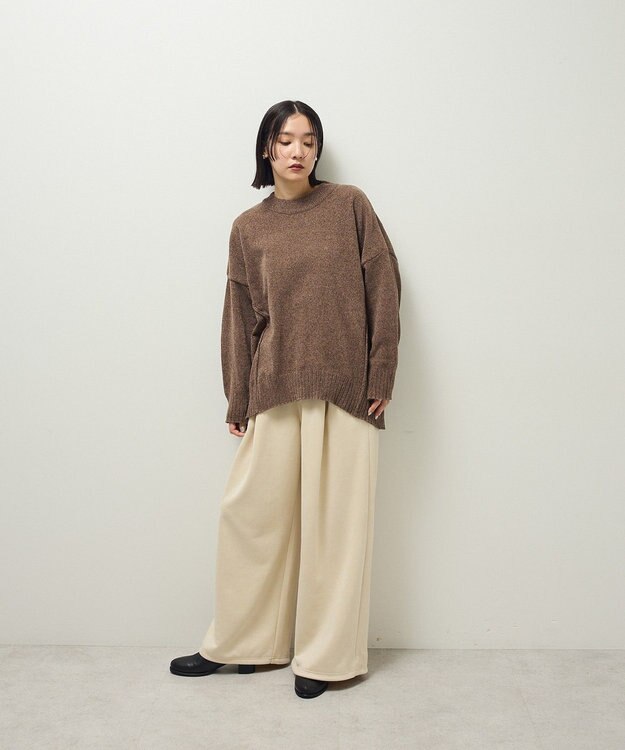 Green Parks リラックスモールニットチュニック Brown