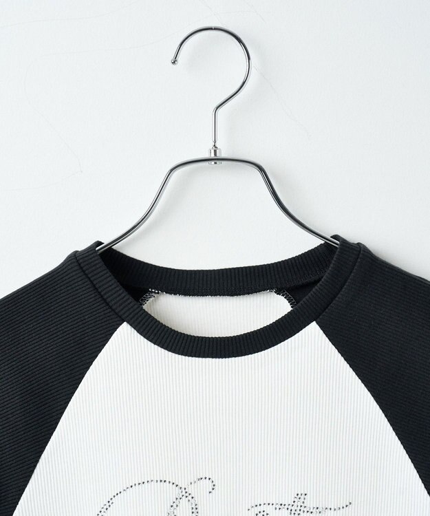 WEGO ラインストーンラグランちびT ホワイトその他