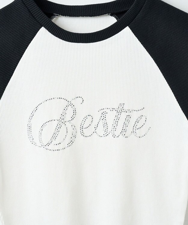 WEGO ラインストーンラグランちびT ホワイトその他