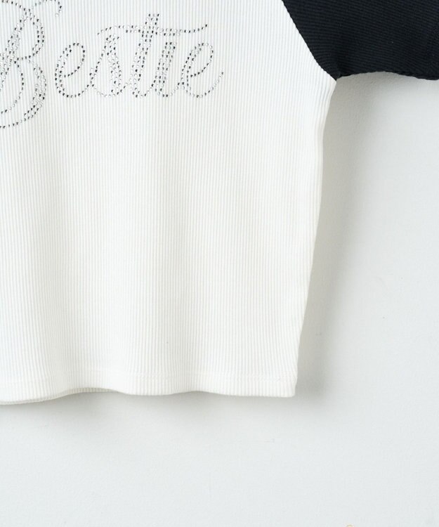 WEGO ラインストーンラグランちびT ホワイトその他