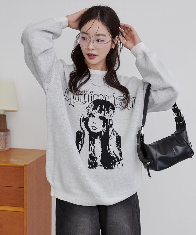 WEGO グラフィックニットBIGプルオーバー 柄13