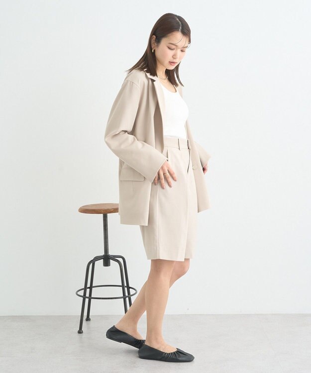 earth music&ecology タックハーフパンツ Beige
