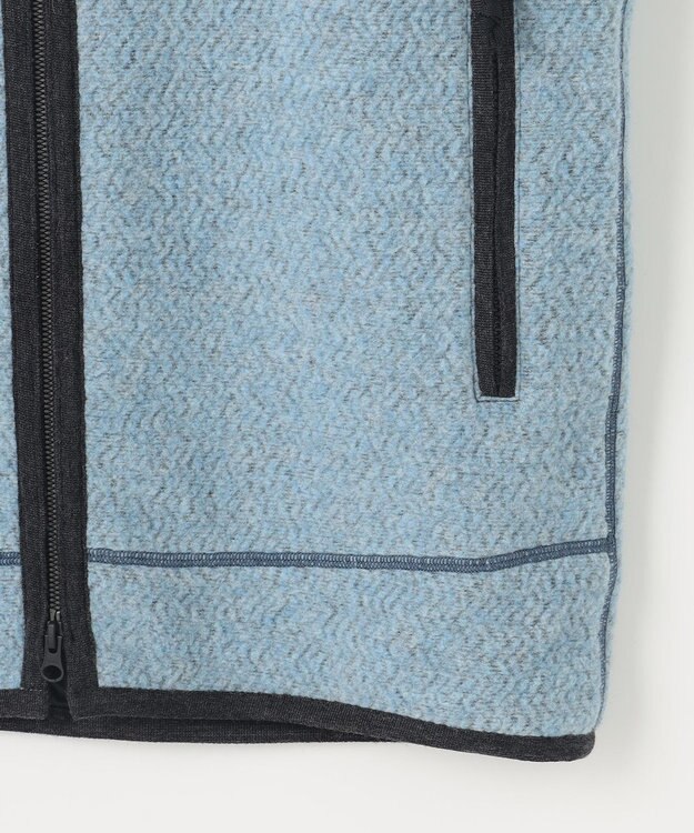 JOSEPH ABBOUD MOUNTAIN 【軽量/リサイクルウール使用】ヘリンボンウールフリース フーディ サックスブルー系